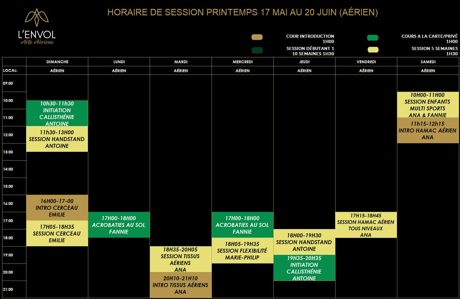 Horaire Aérien Janvier