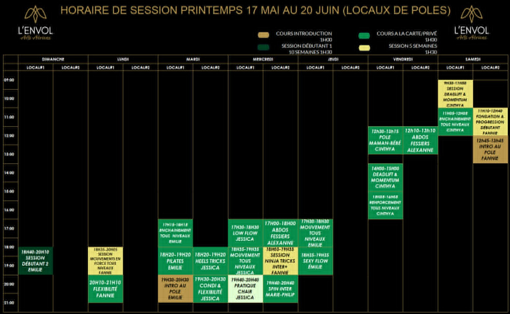 Horaire Pole Janvier
